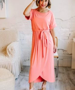 Zenana Falling For You Deep Coral Tulip Dress 11 Zenana Falling For You Deep Coral Tulip Dress