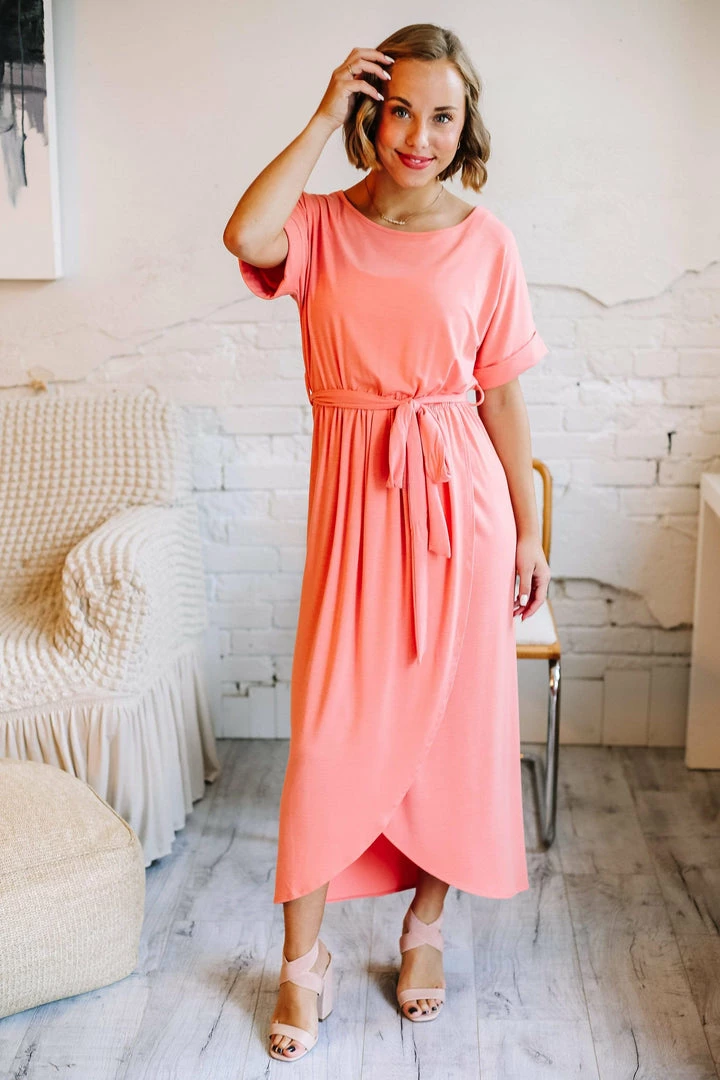 Zenana Falling For You Deep Coral Tulip Dress 6 Zenana Falling For You Deep Coral Tulip Dress