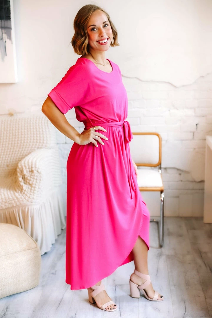 Zenana Apparel Falling For You Hot Pink Tulip Dress 1 Zenana Apparel Falling For You Hot Pink Tulip Dress