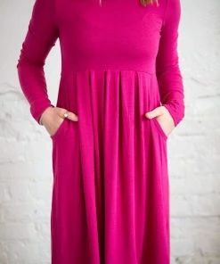 Zenana Silas Pleat Long Sleeve Dress