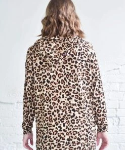 Zenana Leopard Print Hoodie (Tan & Grey) (GHG-L)