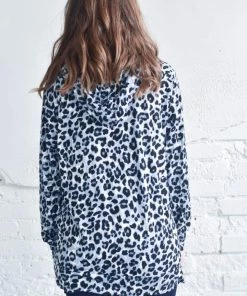Zenana Leopard Print Hoodie (Tan & Grey) (GHG-L)