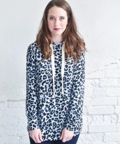 Zenana Leopard Print Hoodie (Tan & Grey) (GHG-L)