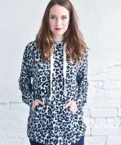 Zenana Leopard Print Hoodie (Tan & Grey) (GHG-L)