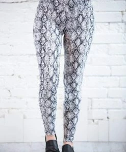 Zenana Trousers + Leggings + Denim Premium Microfiber Snake Skin Leggings