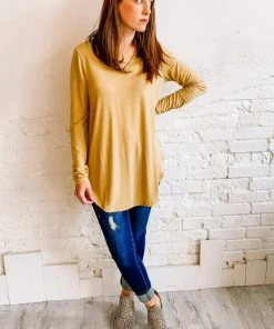 Zenana Tops Luxe Long Sleeve Round Hem Top