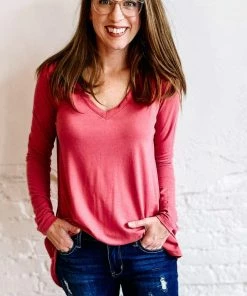 Zenana Tops Luxe Long Sleeve Round Hem Top