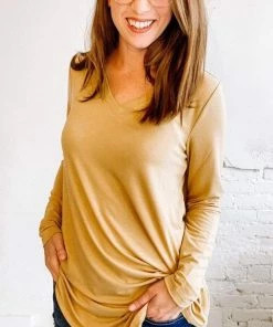 Zenana Tops Luxe Long Sleeve Round Hem Top