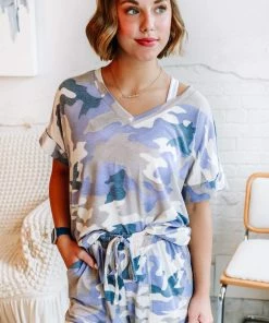 Zenana Lounging Purple Camo Set