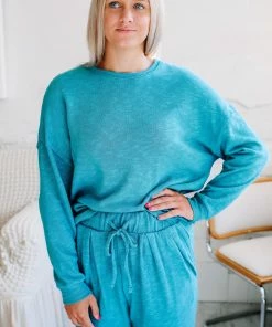 Zenana Lounging Around Teal Set