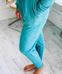 Zenana Lounging Around Teal Set