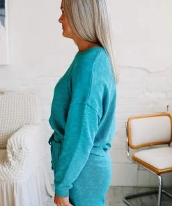 Zenana Lounging Around Teal Set