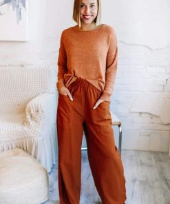 Zenana It's The Day Woven Cotton Wide Leg Trouser In Light Grey Blue Apparel