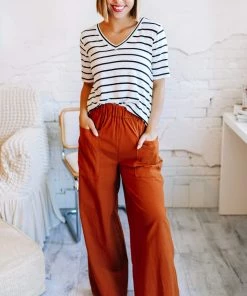 Zenana It's The Day Woven Cotton Wide Leg Trouser In Light Grey Blue Apparel