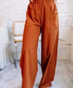 Zenana It's The Day Woven Cotton Wide Leg Trouser In Light Grey Blue Apparel