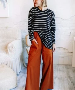 Zenana It's The Day Woven Cotton Wide Leg Trouser In Light Grey Blue Apparel