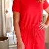Zenana Silvy Short Sleeve Romper In Ruby