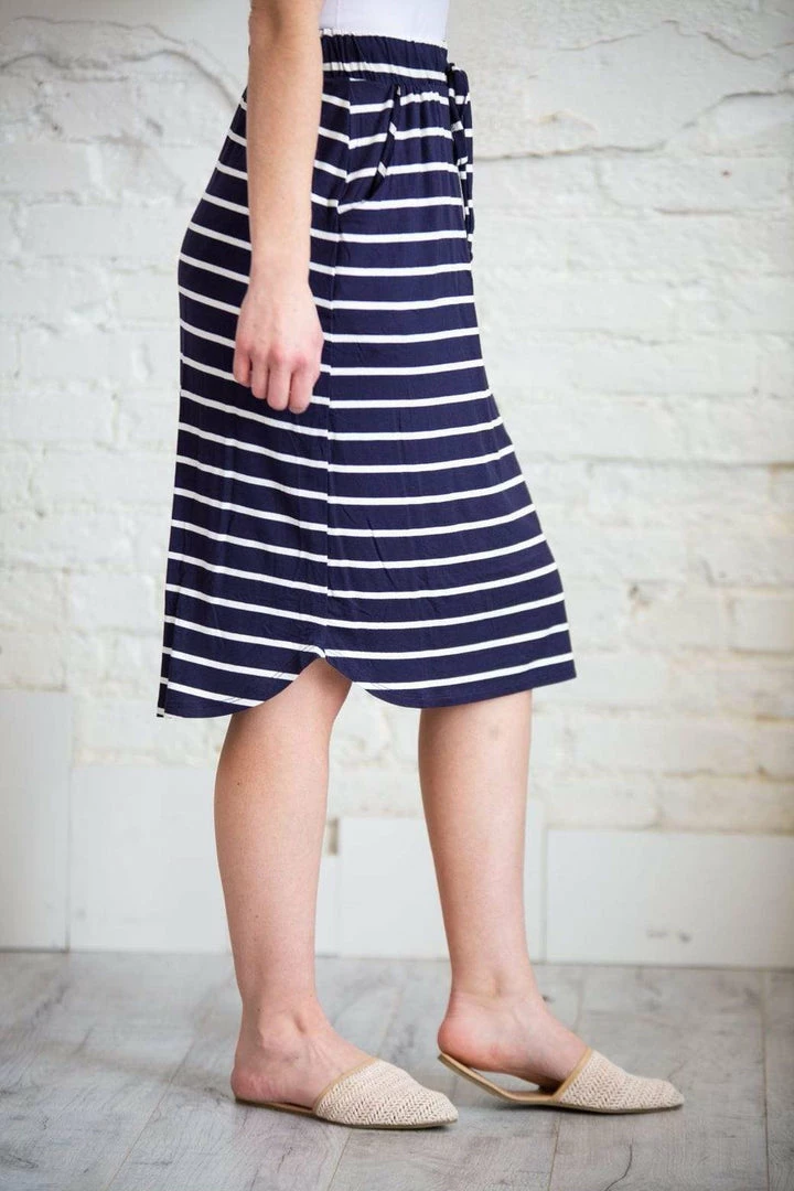 Zenana Dresses + Skirts + Jumpsuits Navy Stripe Tulip Skirt 4 Zenana Dresses + Skirts + Jumpsuits Navy Stripe Tulip Skirt