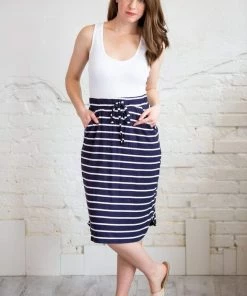 Zenana Dresses + Skirts + Jumpsuits Navy Stripe Tulip Skirt