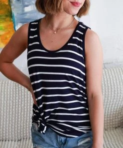 Zenana Call Me Maybe Navy Stripe Tank 9 Zenana Call Me Maybe Navy Stripe Tank