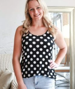 Zenana Apparel My Perfect Day Polka Dot Tank In Black