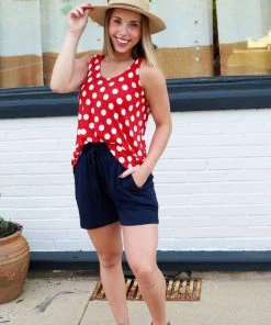 Zenana Apparel My Perfect Day Polka Dot Tank In Red