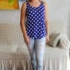 Zenana Apparel My Perfect Day Polka Dot Tank In Royal Blue
