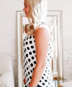 Zenana My Perfect Day Polka Dot Tank In White (GHG-L)