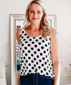 Zenana My Perfect Day Polka Dot Tank In White (GHG-L)