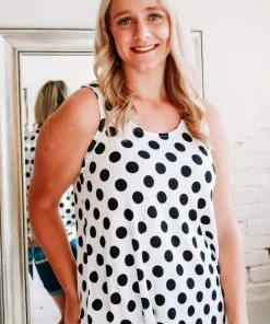 Zenana My Perfect Day Polka Dot Tank In White (GHG-L)