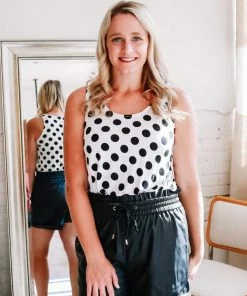 Zenana My Perfect Day Polka Dot Tank In White (GHG-L)