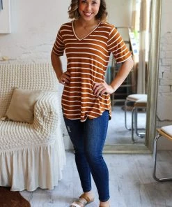 Zenana Apparel Laurel Stripe V-Neck 44 Zenana Apparel Laurel Stripe V-Neck