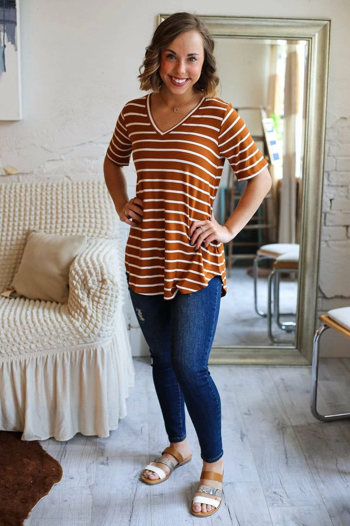 Zenana Apparel Laurel Stripe V-Neck 15 Zenana Apparel Laurel Stripe V-Neck