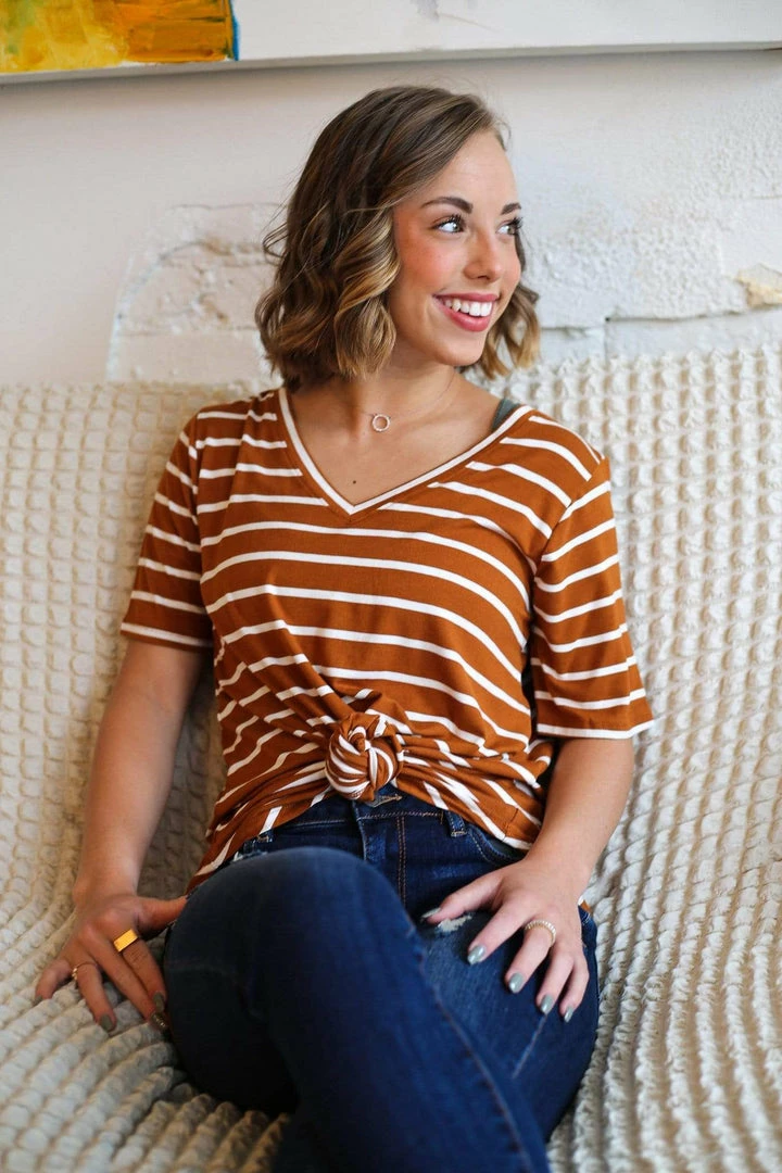 Zenana Apparel Laurel Stripe V-Neck 18 Zenana Apparel Laurel Stripe V-Neck