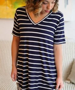 Zenana Apparel Laurel Stripe V-Neck 45 Zenana Apparel Laurel Stripe V-Neck