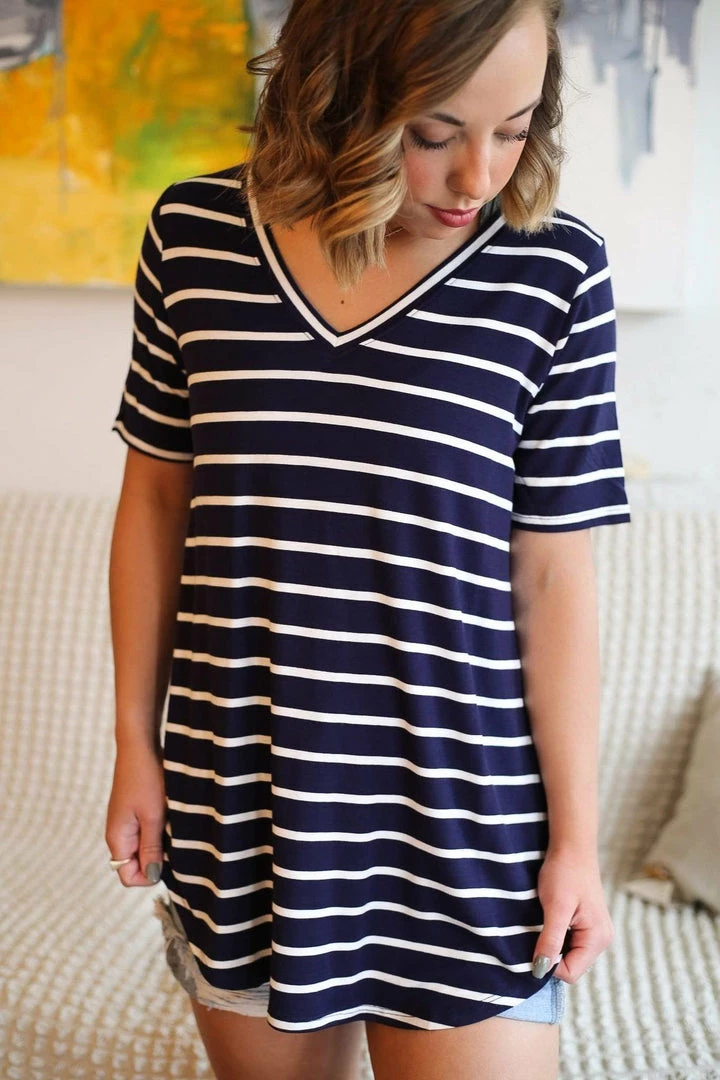 Zenana Apparel Laurel Stripe V-Neck 16 Zenana Apparel Laurel Stripe V-Neck