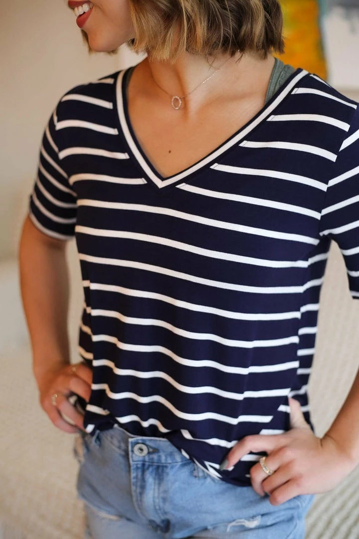 Zenana Apparel Laurel Stripe V-Neck 19 Zenana Apparel Laurel Stripe V-Neck