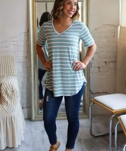 Zenana Apparel Laurel Stripe V-Neck 42 Zenana Apparel Laurel Stripe V-Neck