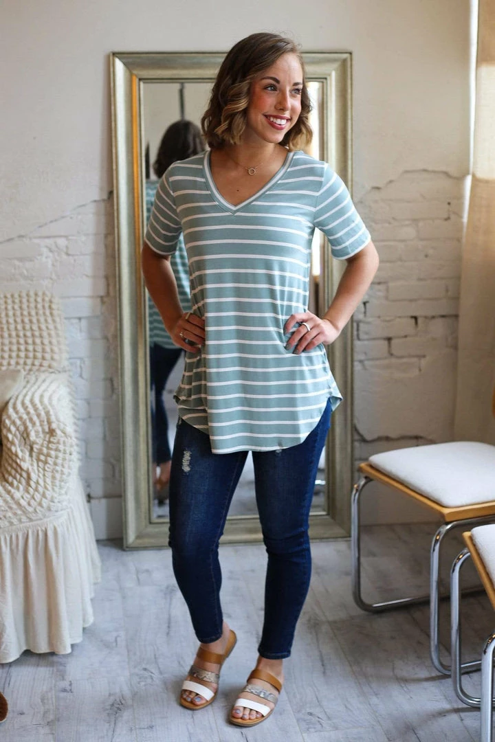 Zenana Apparel Laurel Stripe V-Neck 13 Zenana Apparel Laurel Stripe V-Neck