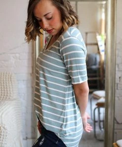 Zenana Apparel Laurel Stripe V-Neck 43 Zenana Apparel Laurel Stripe V-Neck