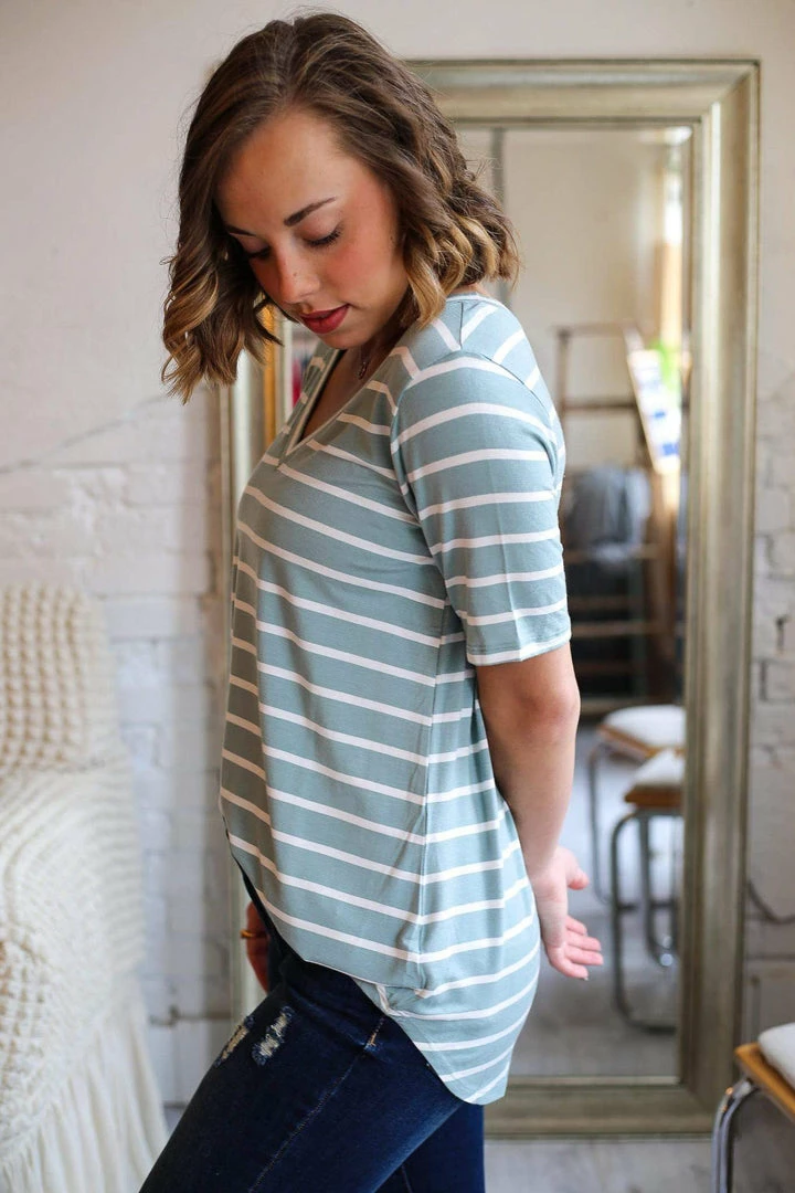 Zenana Apparel Laurel Stripe V-Neck 14 Zenana Apparel Laurel Stripe V-Neck