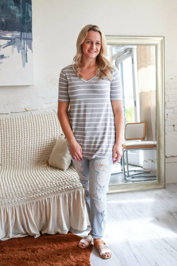 Zenana Apparel Laurel Stripe V-Neck 28 Zenana Apparel Laurel Stripe V-Neck