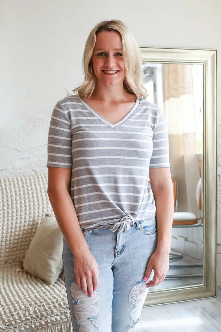 Zenana Apparel Laurel Stripe V-Neck 25 Zenana Apparel Laurel Stripe V-Neck