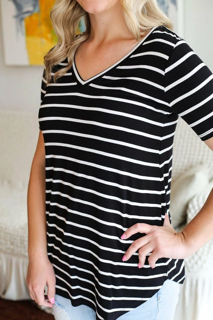 Zenana Apparel Laurel Stripe V-Neck 27 Zenana Apparel Laurel Stripe V-Neck
