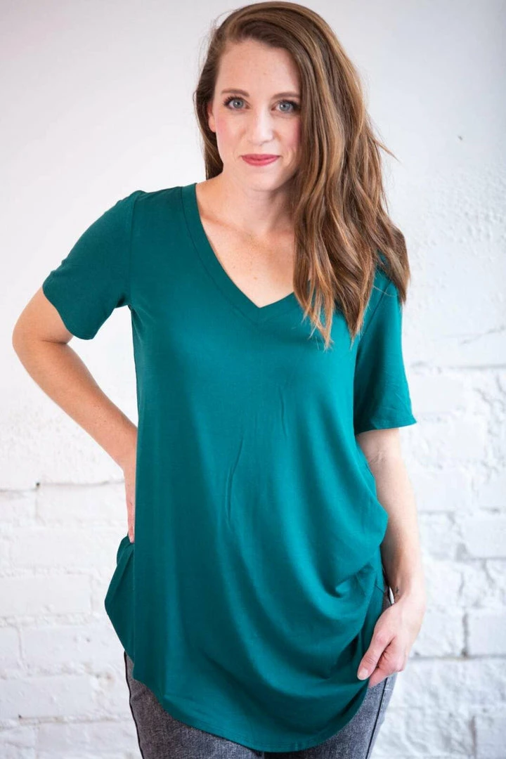 Zenana Luxe Short Sleeve V-Neck 1 Zenana Luxe Short Sleeve V-Neck