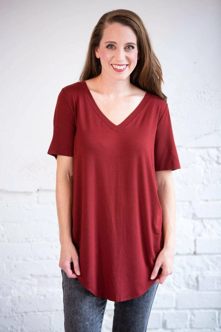 Zenana Luxe Short Sleeve V-Neck 8 Zenana Luxe Short Sleeve V-Neck