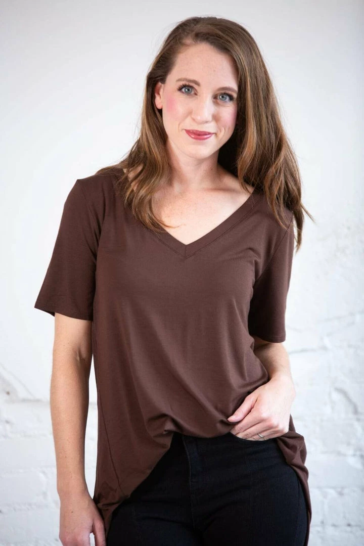 Zenana Luxe Short Sleeve V-Neck 3 Zenana Luxe Short Sleeve V-Neck