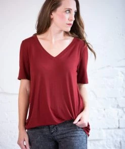 Zenana Luxe Short Sleeve V-Neck