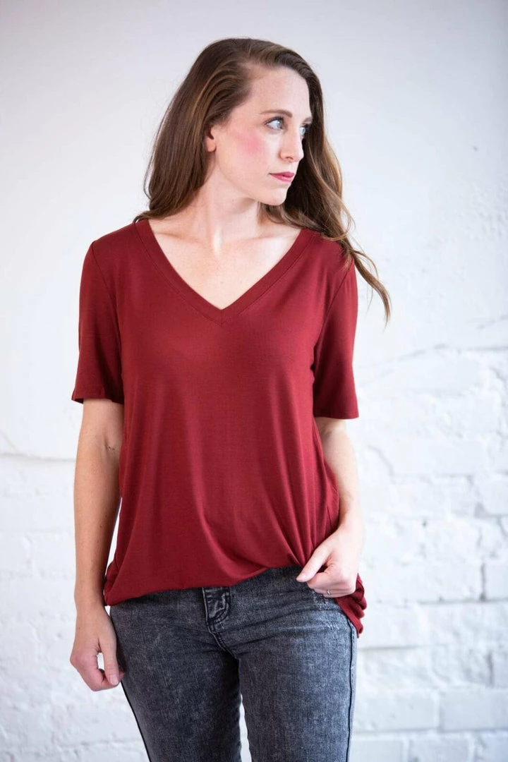 Zenana Luxe Short Sleeve V-Neck 2 Zenana Luxe Short Sleeve V-Neck