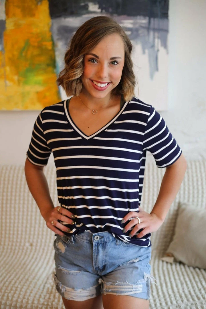 Zenana Apparel Laurel Stripe V-Neck 11 Zenana Apparel Laurel Stripe V-Neck